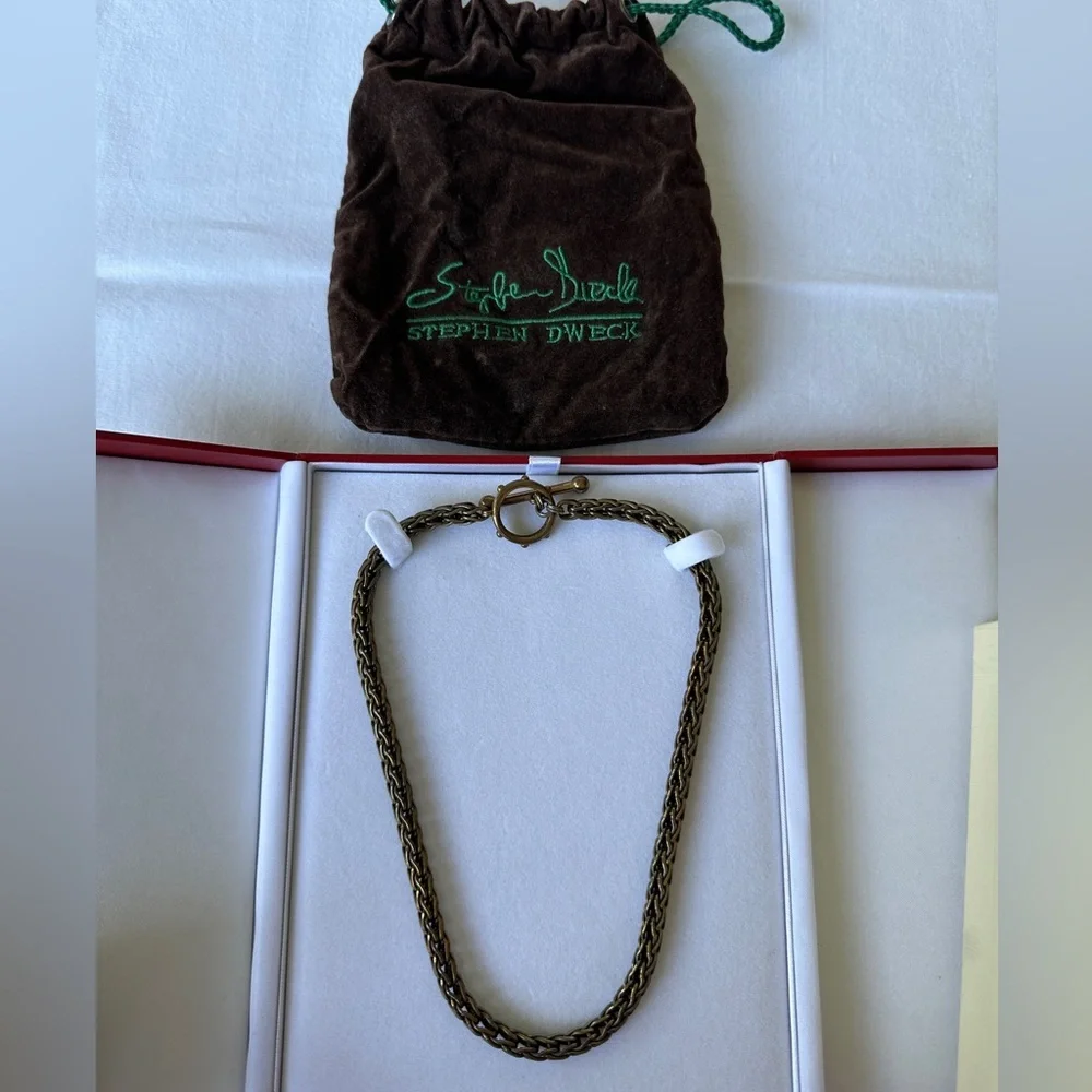 Stephen Dweck Bronze Wheat Chain Vintage Necklace 16